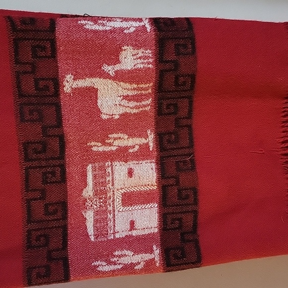Dark Red Alpaca Travel Scarf Made in Peru - Picture 2 of 4